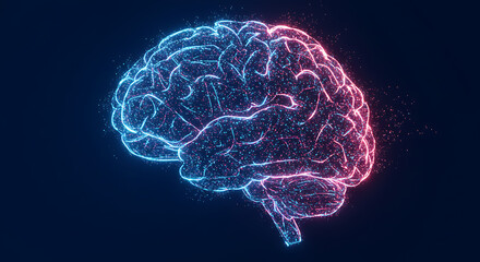 Poster - Abstract Glowing Human Brain Neural Network Artificial Intelligence Medical Concept