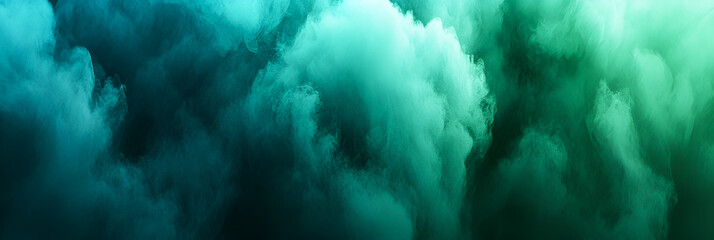 Poster - Abstract atmospheric gradient with flowing shapes and emerald tones suggesting mystical clouds or smoke