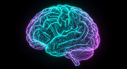 Poster - Abstract Glowing Human Brain Neural Network Artificial Intelligence Technology Concept