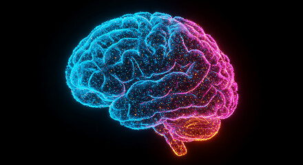 Poster - Abstract Glowing Human Brain Neural Network AI Technology Science Concept