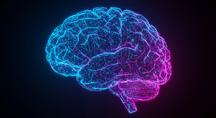 Poster - Abstract Neon Brain Neural Network AI Connectivity Technology Concept