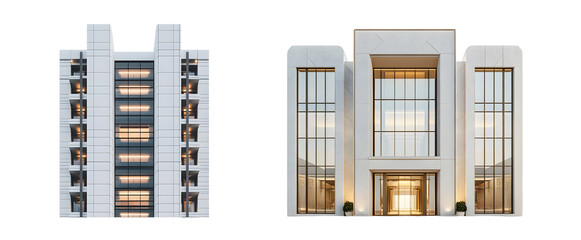 Poster - Two modern architectural facades against a white background.