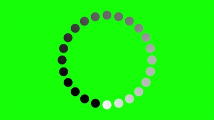 Poster - Loading circle animation. Round loading animation. White gradient dotted round loading. Loading animation on green screen background