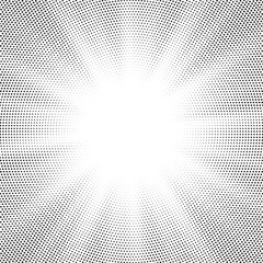 Fototapete - Halftone gradient sun rays pattern. Abstract halftone vector dots background. monochrome dots pattern. Vector background in comic book style with sunburst rays and halftone. Retro pop art design.