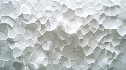 Poster - Abstract white geometric mosaic pattern textured surface irregular polygonal shapes creative backdrop modern architecture design elegant decorative background