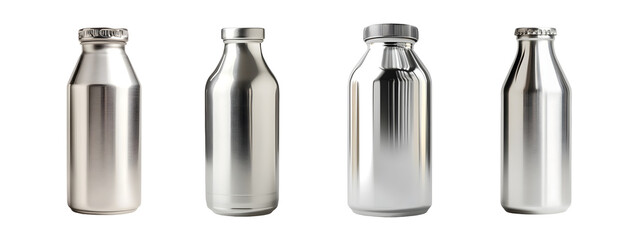 Poster - set of stainless steel bottles with caps. isolated on transparent background