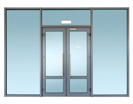 Office Entrance Vector Image of Modern Double Doors with Frosted Glass