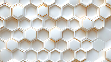 Poster - Abstract white hexagon pattern background with golden accents modern and elegant design for creative projects