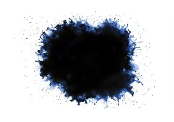 Poster - Abstract dark ink blot with blue edges on a white background