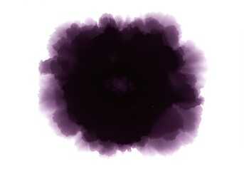 Poster - Abstract dark purple watercolor stain on white background, artistic texture