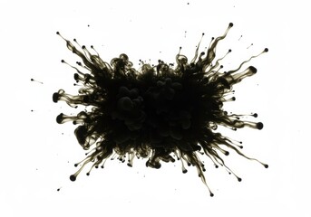 Poster - Abstract black ink explosion on white background, creating dynamic patterns