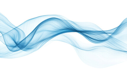 Poster - Delicate cyan waves flowing across a white canvas with ethereal motion