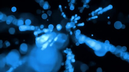 Poster - Abstract Blue Light Particles Exploding Dynamically
