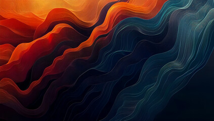 Aufkleber - Abstract wavy lines illustration in vibrant colors evoking a sense of depth and fluidity ideal for modern backgrounds and designs