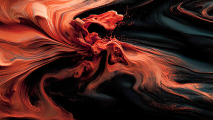 Aufkleber - Dynamic flowing abstract art in red and black featuring fluid swirls and textured movement for creative designs