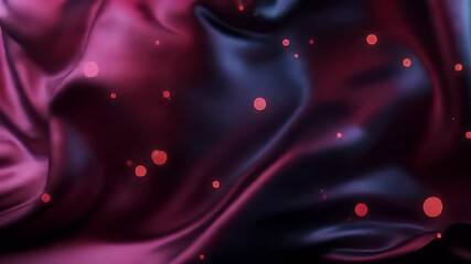 Poster - Crimson Silk Drape with Glowing Particles: Abstract Motion Study
