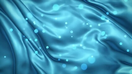 Poster - Abstract Blue Silk Waves with Glowing Particles