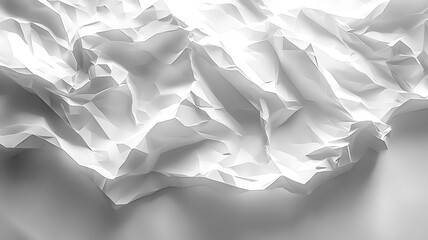 Poster - Abstract white paper texture crumpled surface graphic art monochromatic backdrop digital design concept for backgrounds and creative projects depicting minimalism and modernity
