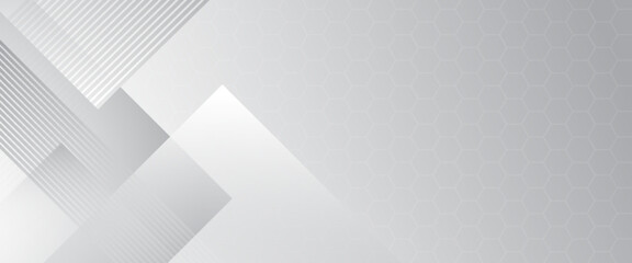 Fototapete - Abstract white and grey triangle overlay texture background. Modern elegant white gray banner background with creative design and shiny lines.Light gray triangle abstract subtle vector background..	
