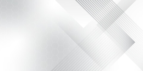 Fototapete - Abstract white and grey triangle overlay texture background. Modern elegant white gray banner background with creative design and shiny lines.Light gray striped abstract subtle vector background.