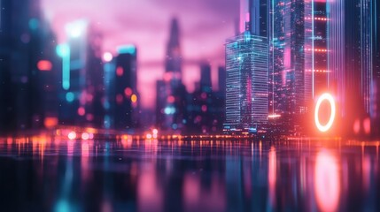 Poster - A vibrant neon lit cityscape showcasing a futuristic metropolis with advanced architecture intelligent infrastructure and a smart energy management system powering the city s growth and innovation
