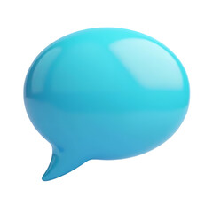 Poster - A glossy light blue speech bubble icon with a smooth surface isolated on a black background in a studio shot isolated on transprent background