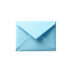 Poster - A pastel blue envelope lies closed against a dark background with soft lighting and shadows cast isolated on transprent background