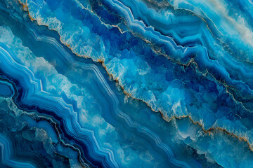 Poster - Abstract blue agate stone texture with swirling bands and natural patterns for design backgrounds