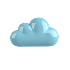 Poster - A light blue cloud shaped object with a glossy finish isolated on a black background in a digital render isolated on transprent background