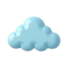 Poster - A pastel blue cloud illustration against a stark black background in a simple design style isolated on transprent background
