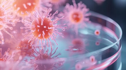 Poster - a highly magnified and detailed view of various microscopic organisms including viruses and bacteria