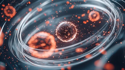 Poster - ultra close view of various virus and bacteria cells magnified under a microscope in a petri dish re