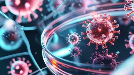 Poster - this highly magnified and detailed image showcases a diverse array of microscopic bacteria and other