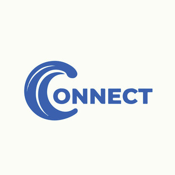 Minimalist Royal Blue CONNECT Logo with Creative Wave Design.eps