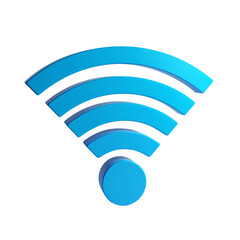 Poster - a blue wifi symbol with three curved lines emanating from a circle on a black isolated background is