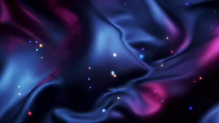 Poster - Abstract Blue Purple Liquid Flowing with Glowing Particles