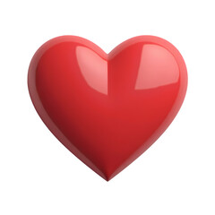 Poster - A glossy red heart shape with smooth curves and a subtle reflection against a black background image isolated on transprent background