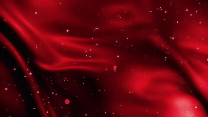 Poster - Crimson Waves: Abstract Red Motion Background with Glowing Particles