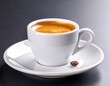 © gayuh - Espresso in white cup on dark background