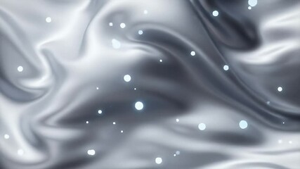 Poster - Silver Liquid Waves with Glowing Particles Abstract Motion Background