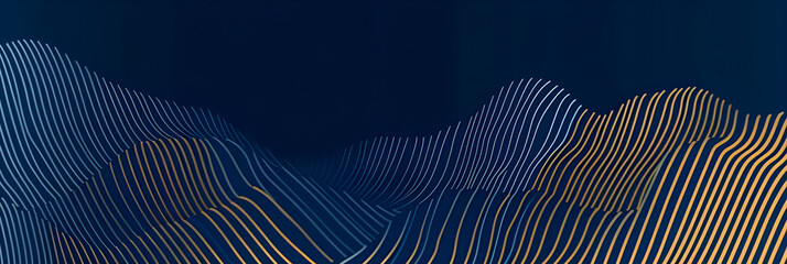 Aufkleber - Abstract blue and gold wavy lines background design for digital presentations and modern technology concepts.