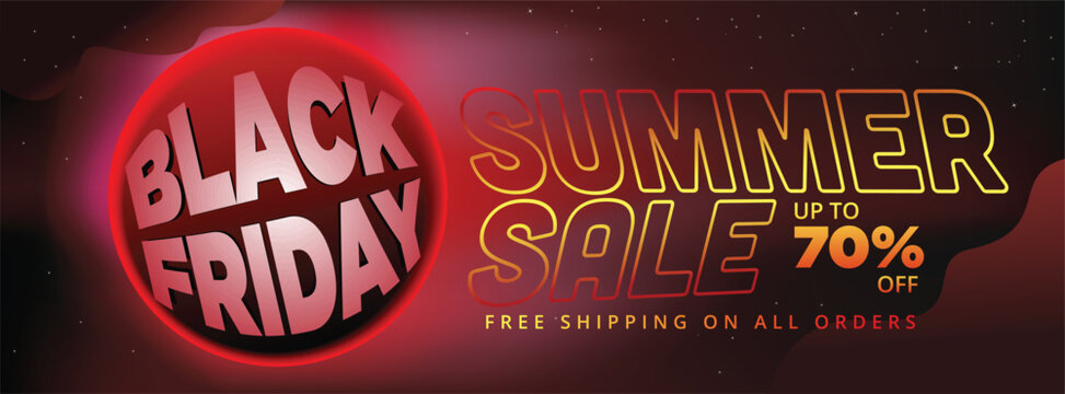 black friday summer sale futuristic style concept. summer black friday sale banner template clean modern gradient vector illustration