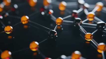 Poster - Data processing with molecular structures depicted on a black background highlighting scientific themes, data processing and molecules on black background