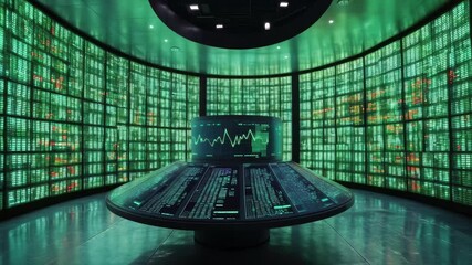 Poster - Exploring data processing and market diagrams in a futuristic stock market environment, data processing and diagrams over stock market