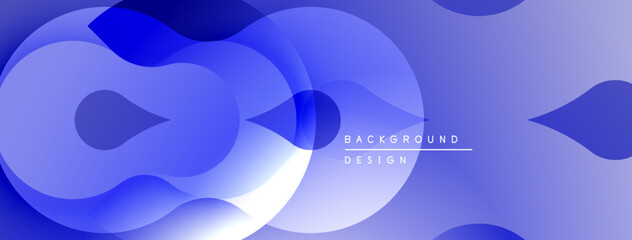 Aufkleber - Abstract blue shapes overlap creating dynamic composition. Gradient shades provide depth, modern aesthetic. Minimalist design suitable backgrounds.