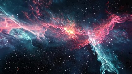 Poster - Beautiful nebula glowing in deep space showcasing vibrant colors and vast cosmic wonders, Beautiful nebula in deep space in