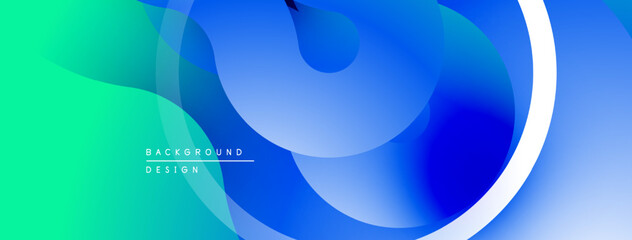 Leinwandbilder - Abstract fluid shapes, vibrant blue, green gradients. Modern design, smooth transitions, dynamic composition. Minimalist aesthetic.