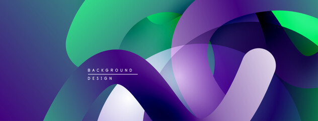 Leinwandbilder - Abstract fluid shapes, vibrant purple, green hues. Modern design, smooth gradients create dynamic composition.