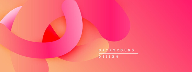 Aufkleber - Abstract flowing shapes, vibrant pinks, oranges create modern background. Gradient colors offer smooth visual experience.