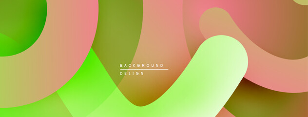 Leinwandbilder - Abstract colorful shapes overlap creating modern background. Soft gradients, smooth curves define design elements.